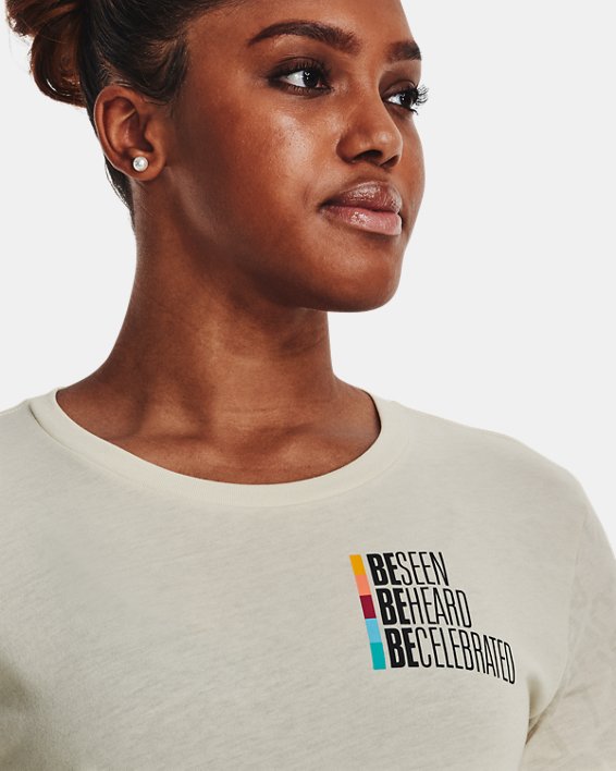 Women's UA Black History Month Printed Short Sleeve, Brown, pdpMainDesktop image number 7